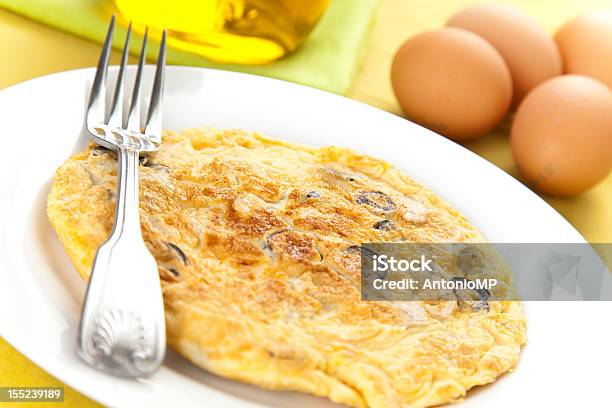 Mushrooms Olives And Potatoes Omelette Stock Photo - Download Image Now - Cholesterol, Cultures, Dinner