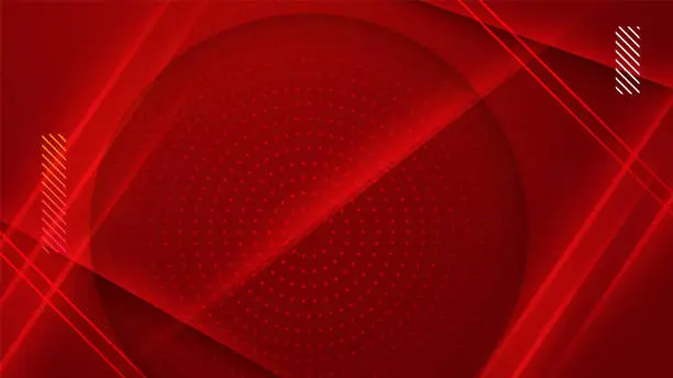 Vector illustration of Abstract neon red technology geometric circle background. Modern futuristic background