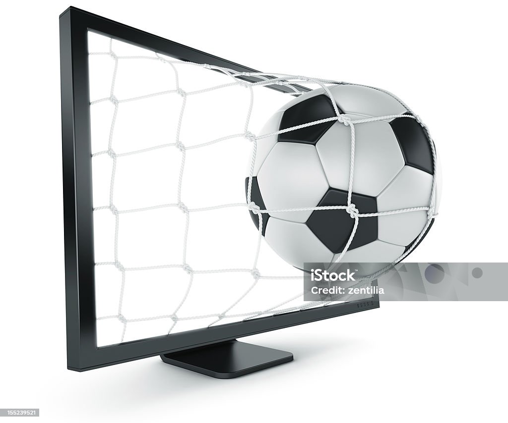 Fußball ball coming out - Lizenzfrei Computerbildschirm Stock-Foto