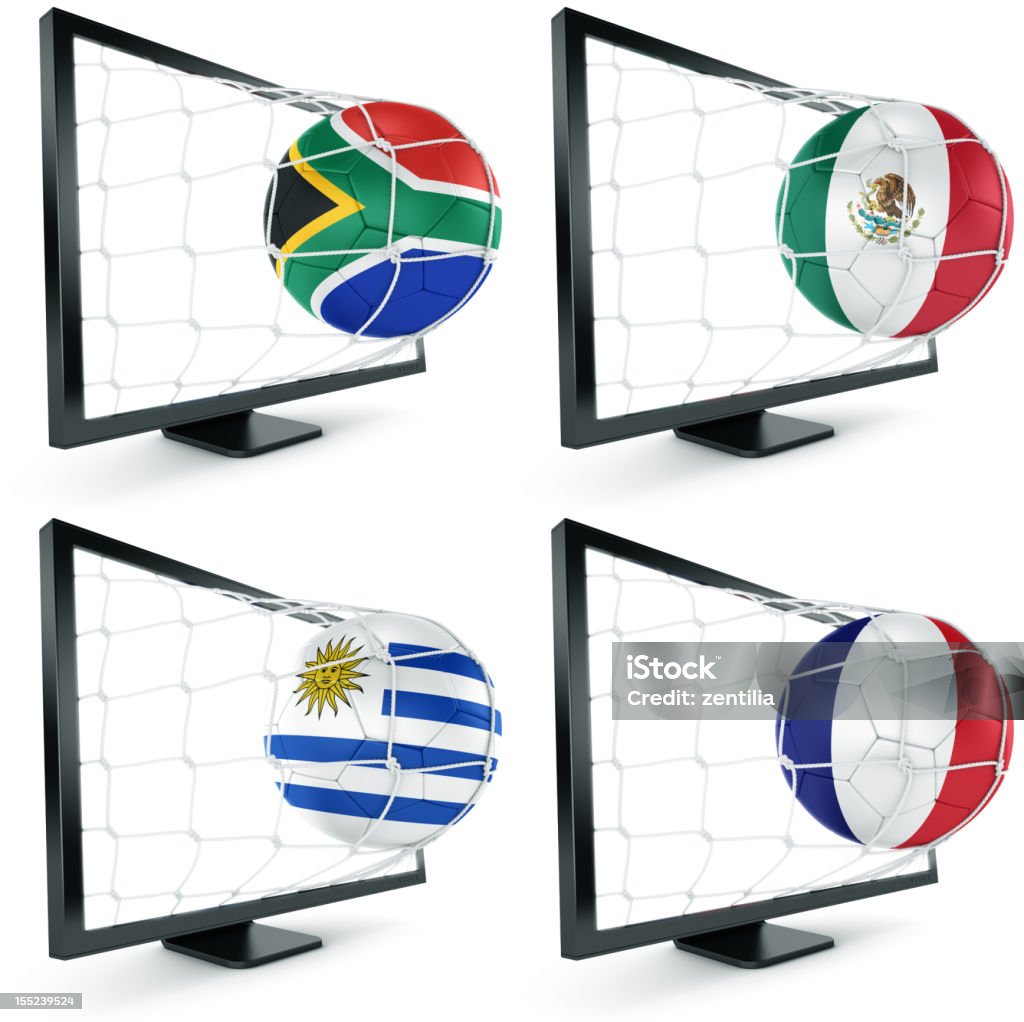 Bola de futebol de monitor - Foto de stock de Azul royalty-free