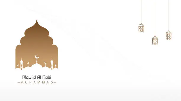 Vector illustration of clear minimalist Islamic template design for the celebration of the Prophet's birthday