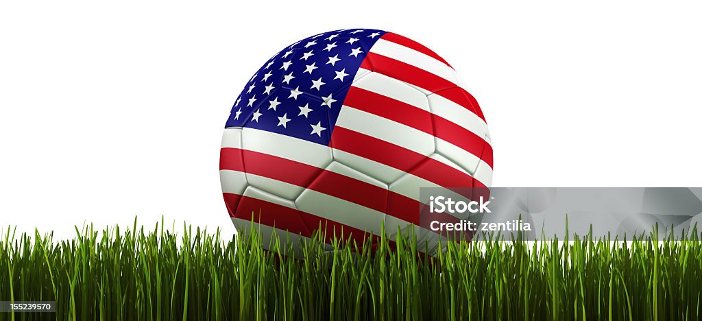 Soccerball en hierba - Foto de stock de Bandera libre de derechos