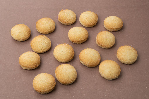 Fresh and delicious traditional NanKhatai on brown background.