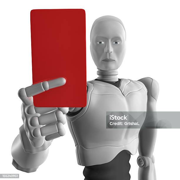 Robô Com Um Cartão Vermelho - Fotografias de stock e mais imagens de Futebol - Futebol, Robô, Árbitro