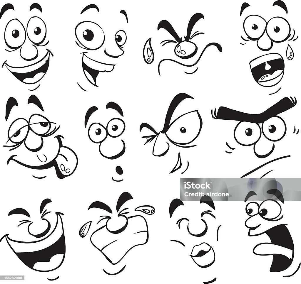 facial expression vector set of facial expression in comic style Laughing stock vector