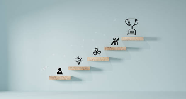 istock woods block step on table with icon Action plan, Goal and target, success and business target concept, project management, company strategy 1552421778