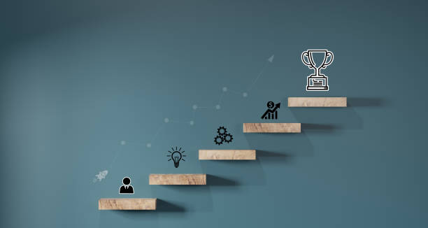 istock woods block step on table with icon Action plan, Goal and target, success and business target concept, project management, company strategy 1552421780