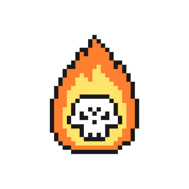 40+ Pixel Skull In Fire Stock Photos, Pictures & Royalty-Free Images ...
