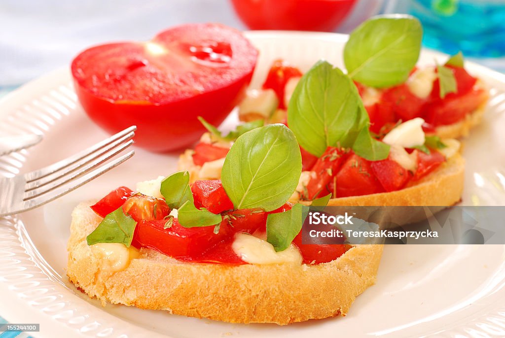 Dieta de café da manhã com uma bruschetta - Foto de stock de Antepasto royalty-free