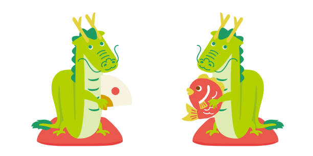 Dragon sitting on a cushion for New Year's Day illustration. Dragon sitting on a cushion for New Year's Day illustration. 龍 stock illustrations