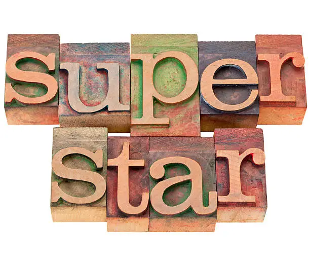 Photo of superstar word in letterpress type