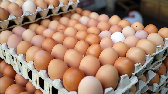 Eggs are sold in the market