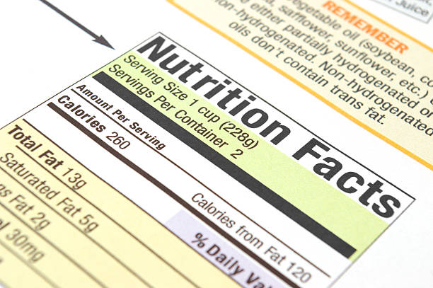 Nutrition facts listed on photograph stock photo