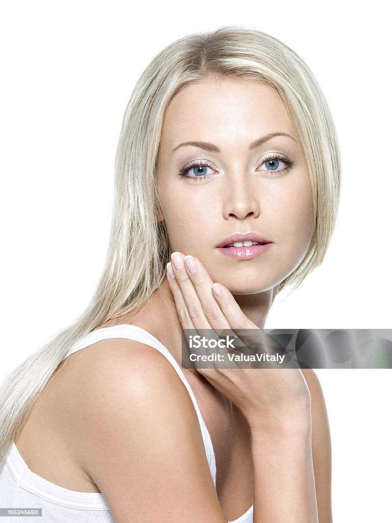 sexy woman touching her health face Beautiful sexy woman touching her health face - isolated 20-29 Years Stock Photo