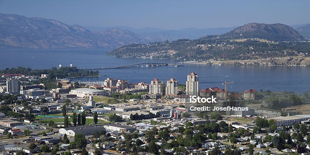 Kelowna and Okanagan Lake Kelowna with new Bennett bridge Kelowna Stock Photo