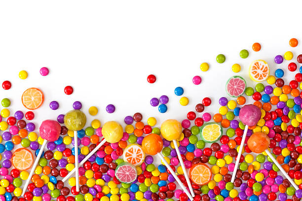 mix di dolci colorati - lollipop isolated multi colored candy foto e immagini stock