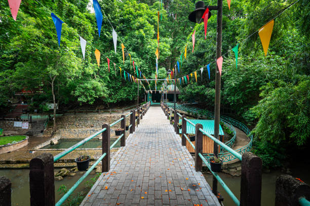 piscina de radônio na província de kanchanaburi, tailândia - erawan falls fotos - fotografias e filmes do acervo