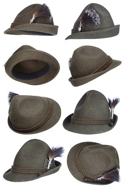 Tirol hat collection with white background