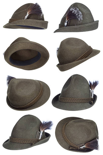 тироль шляпа collection - traditional clothing стоковые фото и изображения