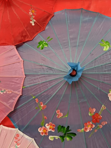 chinese or oriental umbrella for decoration and text space