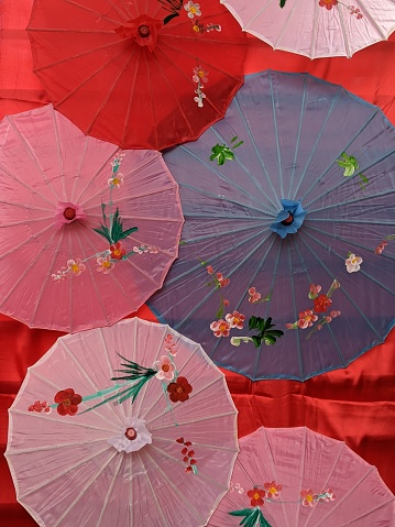 chinese or oriental umbrella for decoration and text space