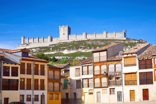 with the castle and a blue sky as background. Valladolid, Spain. 