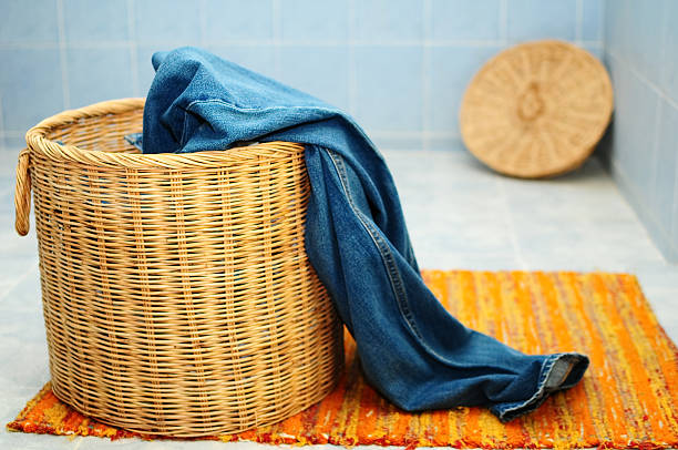 istock Jeans and a wood basket 155250400