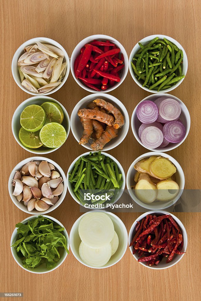 Ingredientes de la comida tailandesa - Foto de stock de Ajo libre de derechos