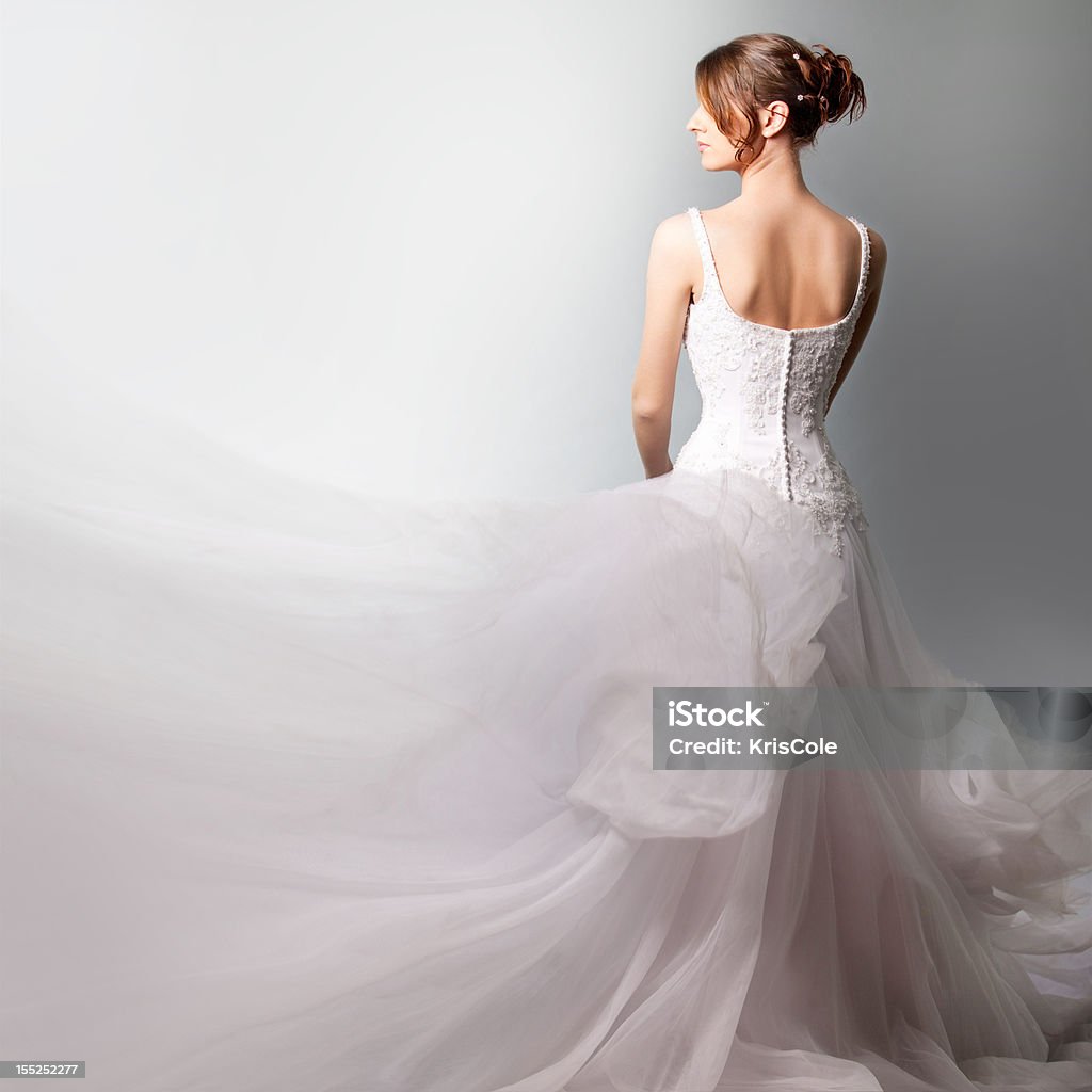 beautiful  bride in a luxurious wedding dress The beautiful high bride in a luxurious wedding dress, on a white background   Adult Stock Photo