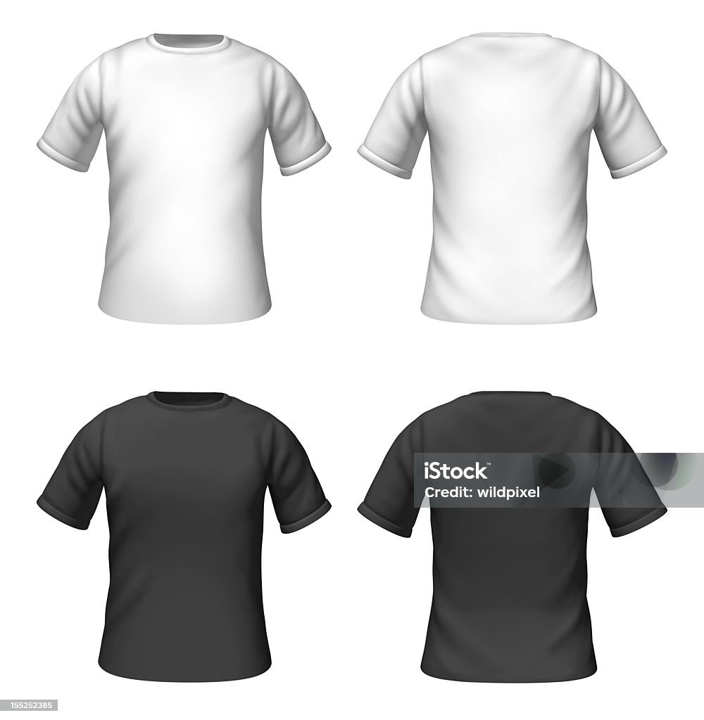 Blank Tshirts Template With Black And White Color Stock Photo - Download  Image Now - Black Color, Casual Clothing, Clothing - iStock