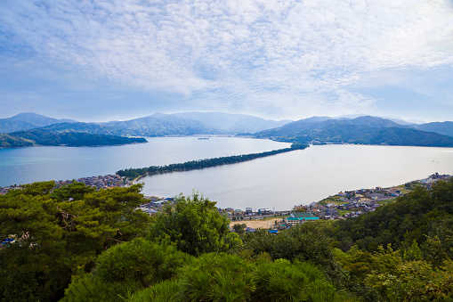 Landscape of Amanohashidate in northern Kyoto, Japan.