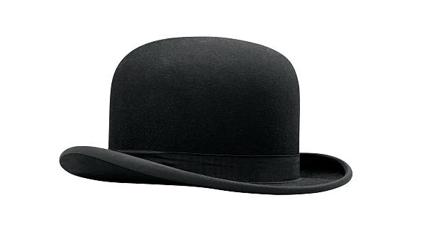 Close-up of a black bowler hat a bowler hat isolated on a white background bowler hat stock pictures, royalty-free photos & images