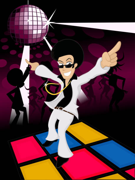 disco gorączka - senior adult dancing party silhouette stock illustrations