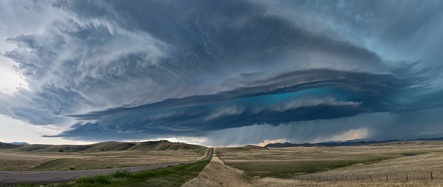 An incredible Supercell Thunderstorm on the great plains in Montana, USA