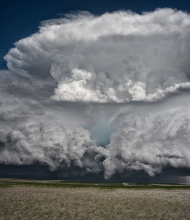 An incredible cumulous cloud front to a supercell thunderstorm on the great plains, USA.