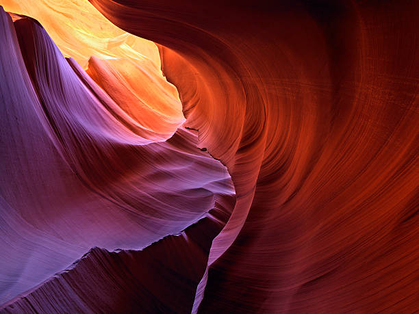 Antelope Canyon Colours Colourful sandstone and light in a slot canyon, Page, Arizona, USA lower antelope stock pictures, royalty-free photos & images