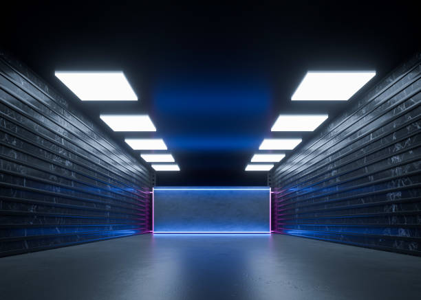 istock Abstract Futuristic Geometric Neon Light Background 1552574278