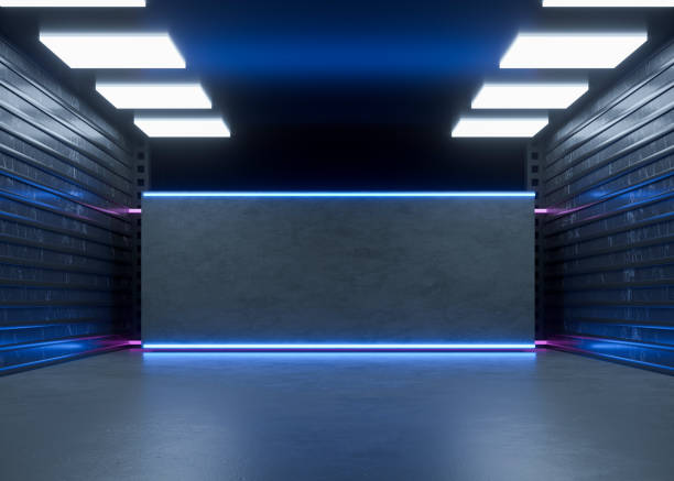 istock Abstract Futuristic Geometric Neon Light Background 1552574282