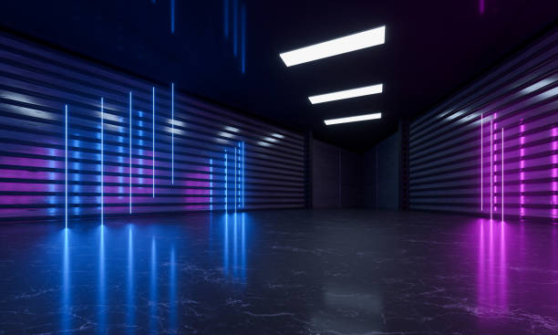 istock Abstract Futuristic Geometric Neon Light Background 1552578469
