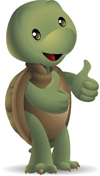 Vector illustration of Turtle: 2 Thumbs up!