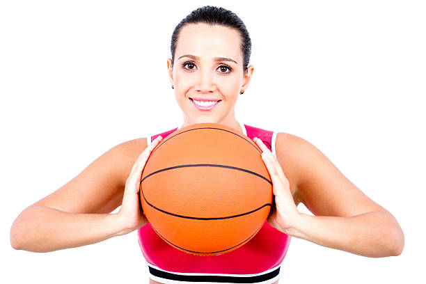 istock Woman holding a basketball ball 155258772