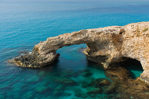 Beautiful morning view of the Bridge of Lovers near of Ayia Napa, Cavo Greco and Protaras, Cyprus.