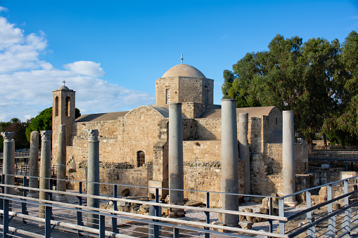 Agia Kyriaki Chrysopolitissa Church located in Kato Pafos Archaeological Park. Paphos, Cyprus.