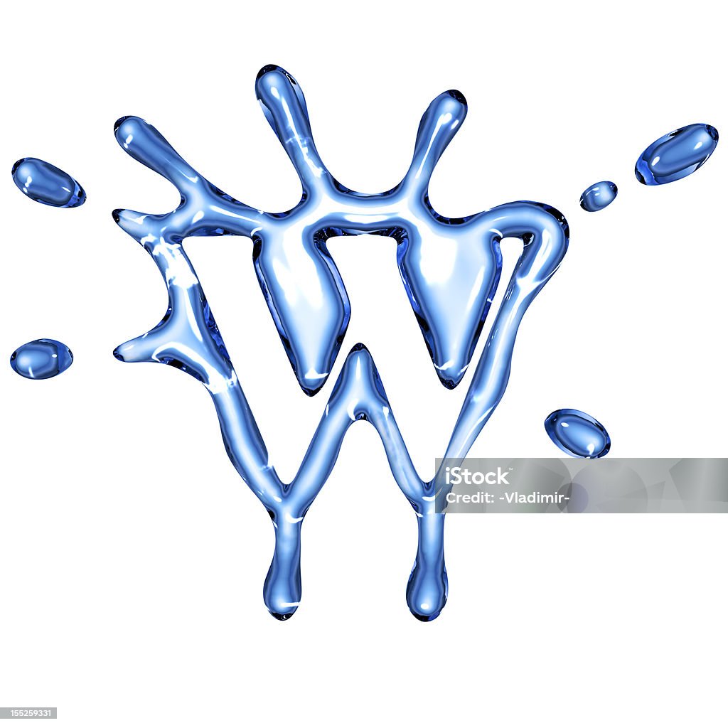 Blu acqua splash Lettera W - Foto stock royalty-free di Acqua