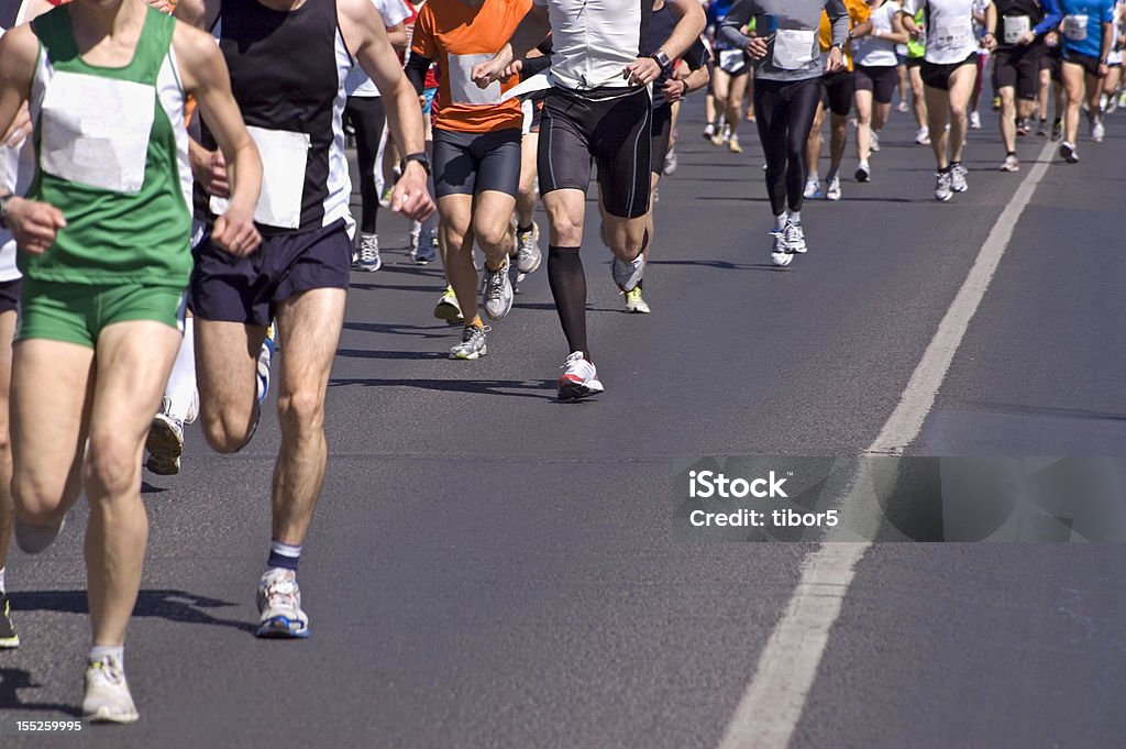 Einen Marathon zu laufen - Lizenzfrei Anstrengung Stock-Foto