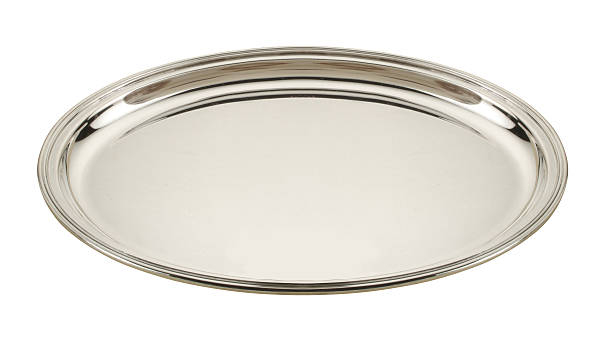 placcatura in argento - serving tray silver plate foto e immagini stock