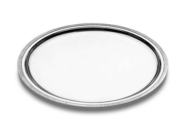 placcatura in argento - serving tray silver plate foto e immagini stock