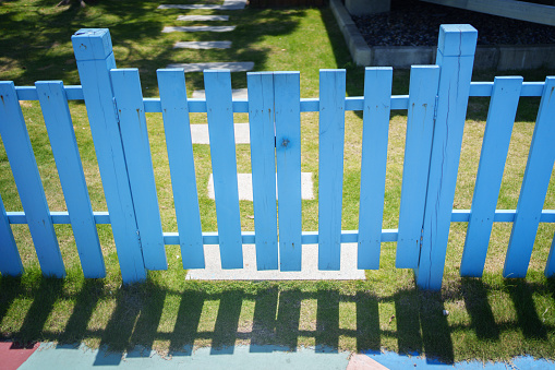 Blue wooden fence