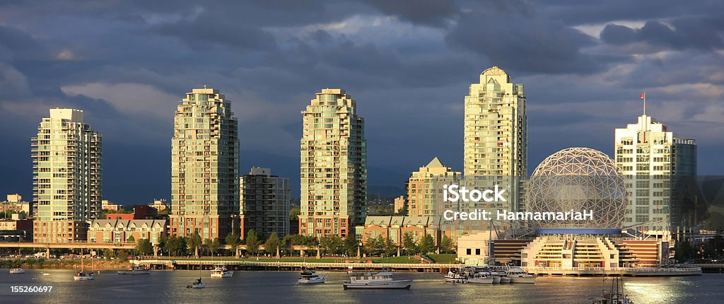 Vancouver City of Vancouver,home of the 2010 winter Olympics. Round building is Vancouver's science world.   Apartment Stock Photo