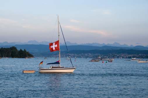 Sailing across Lake Zurich